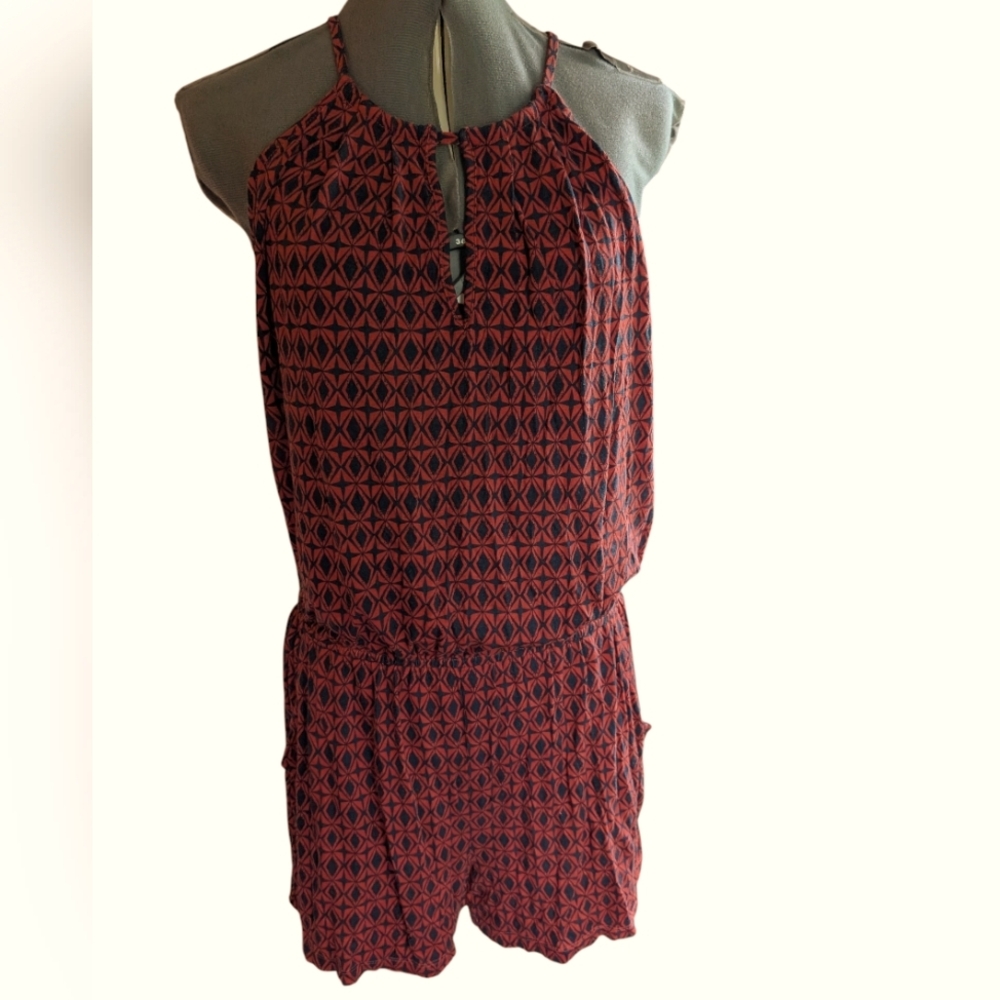 Banana Republic Y2K Shorts Romper One Piece Halter Womens Size‎ Medium Red Blue